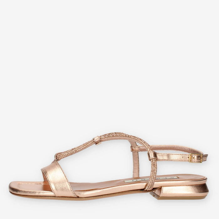 Albano sandali bassi rame con strass