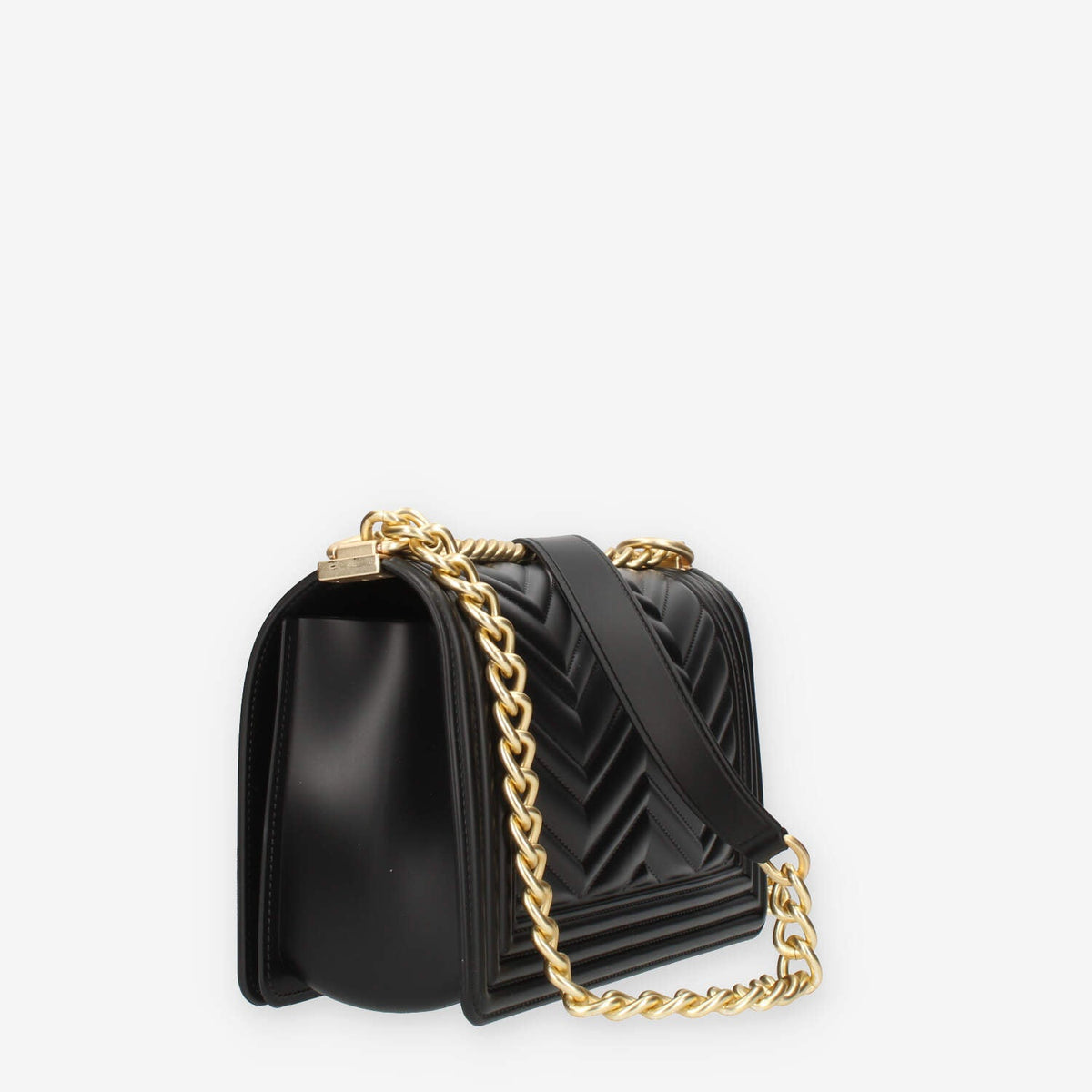 Marc Ellis Flat M Manhattan Borsa a tracolla nera e oro