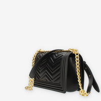Marc Ellis Flat M Manhattan Borsa a tracolla nera e oro