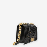 Marc Ellis Flat M Manhattan Borsa a tracolla nera e oro