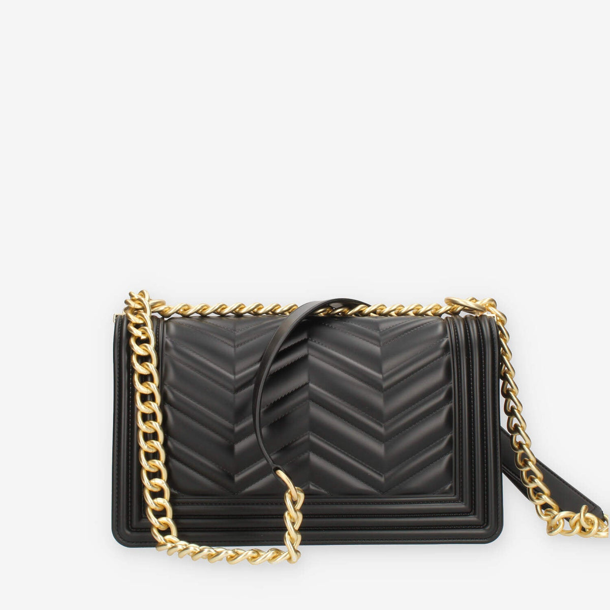 Marc Ellis Flat M Manhattan Borsa a tracolla nera e oro