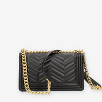 Marc Ellis Flat M Manhattan Borsa a tracolla nera e oro