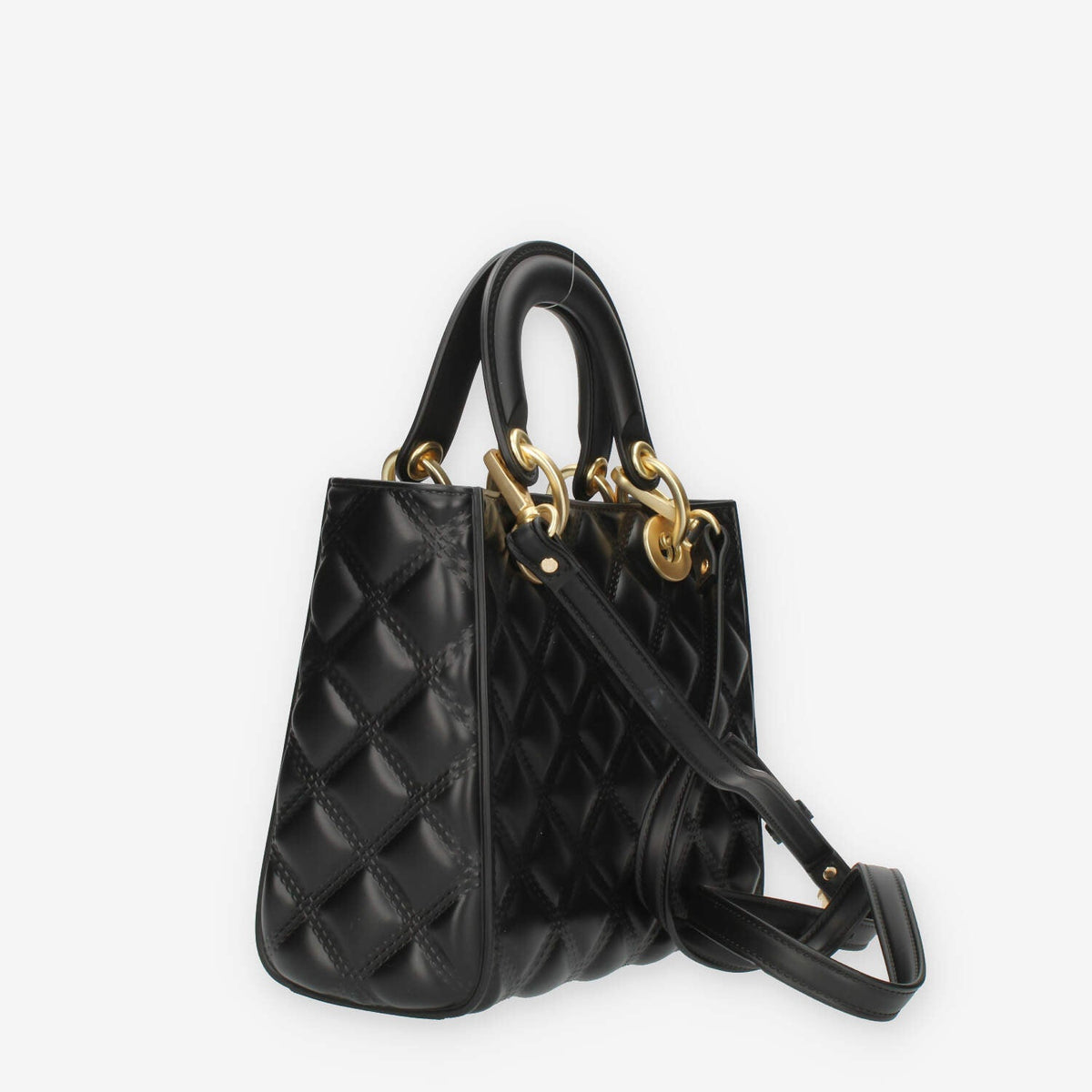 Marc Ellis Flat Missy M Borsa a tracolla gommata nera e oro con charms