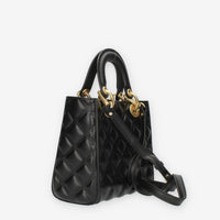Marc Ellis Flat Missy M Borsa a tracolla gommata nera e oro con charms
