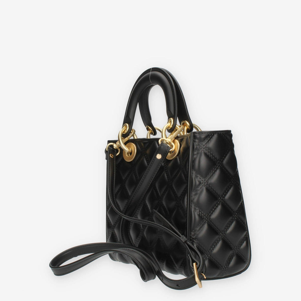 Marc Ellis Flat Missy M Borsa a tracolla gommata nera e oro con charms