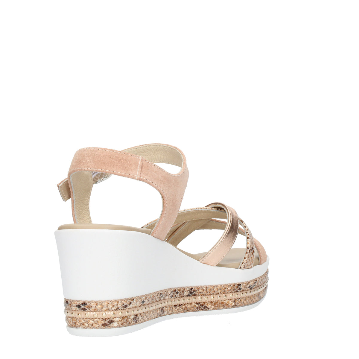 Sandali con zeppa stampa rettile