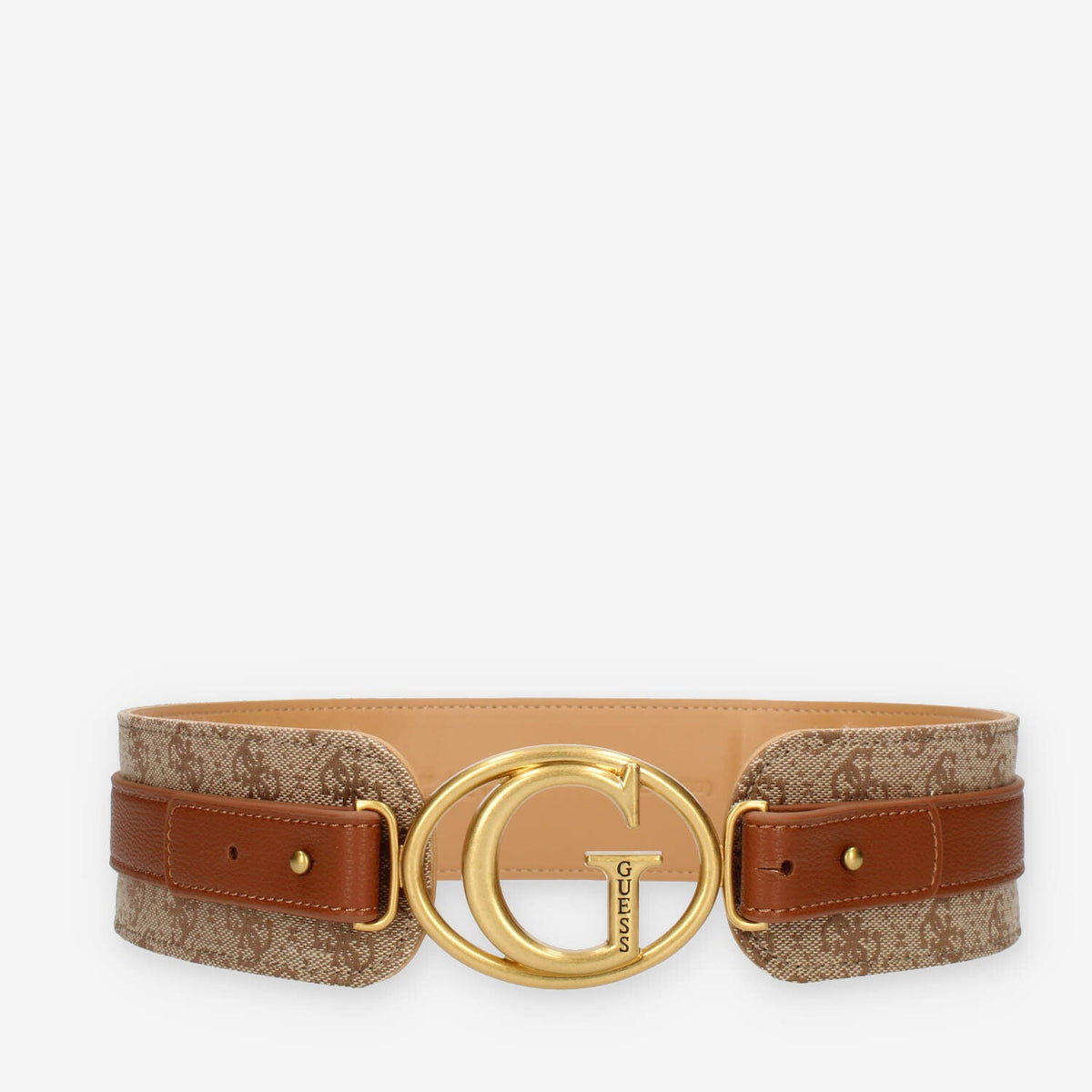 Guess Cinturone da donna cuoio e beige logato