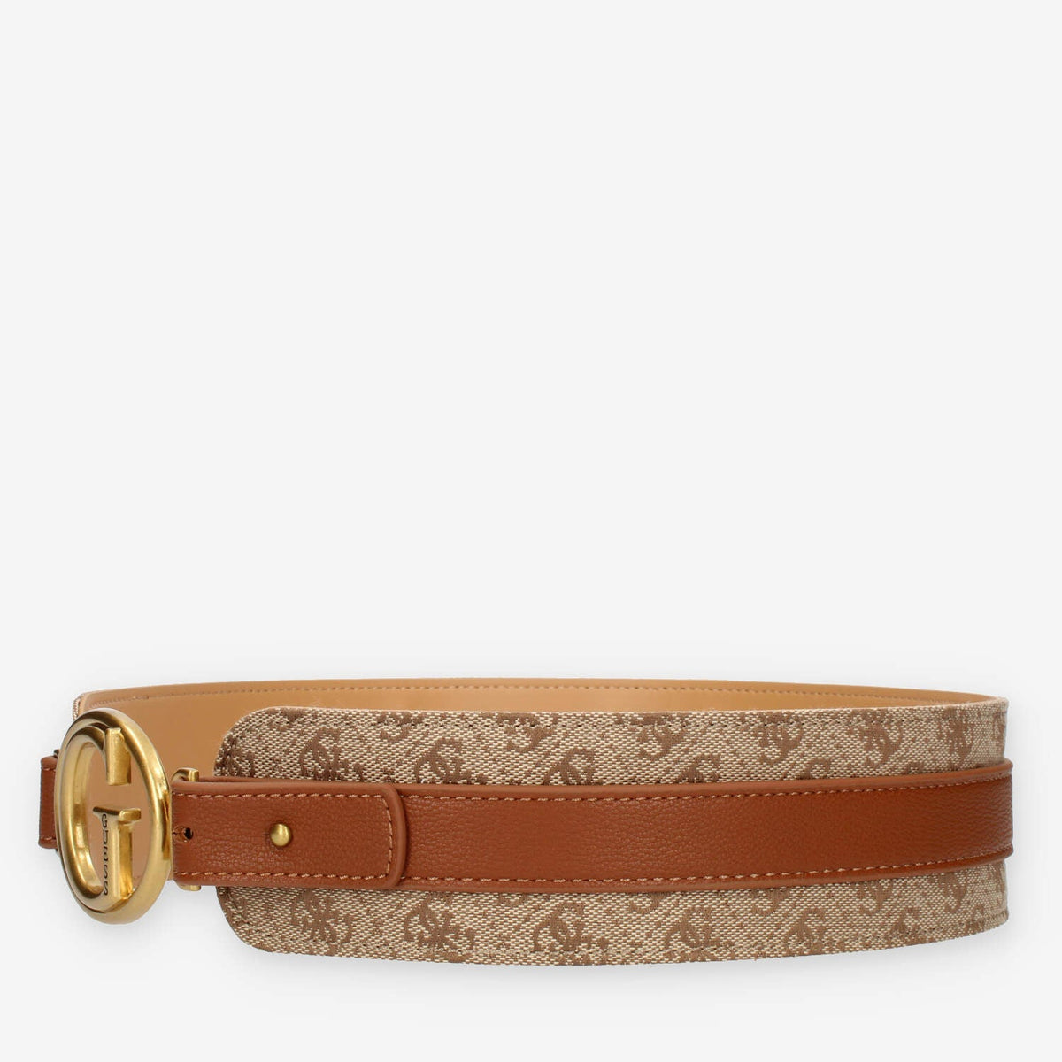 Guess Cinturone da donna cuoio e beige logato