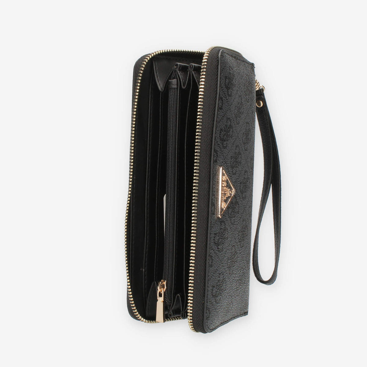 Guess Laurel Portafogli grigio logato con zip e polsiera