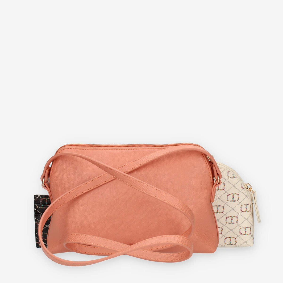 Twinset Milano Borsetta a tracolla rosa con trousse e portatessere interni