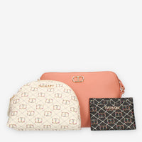Twinset Milano Borsetta a tracolla rosa con trousse e portatessere interni