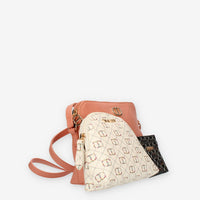 Twinset Milano Borsetta a tracolla rosa con trousse e portatessere interni