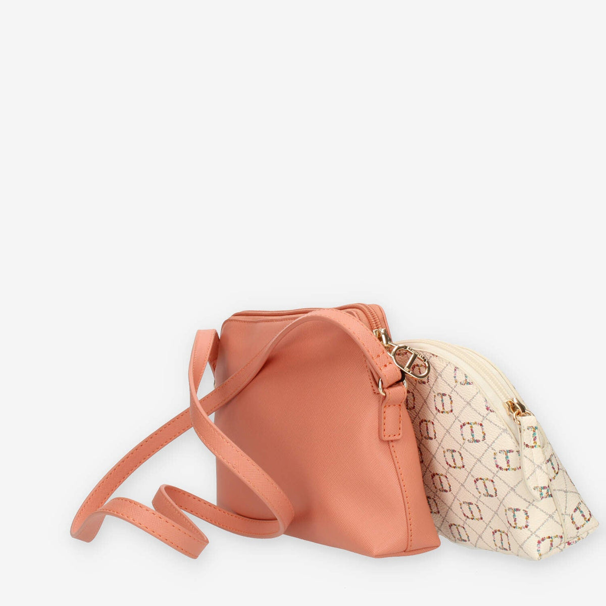 Twinset Milano Borsetta a tracolla rosa con trousse e portatessere interni