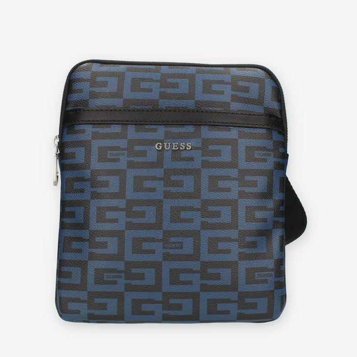 Guess Tracolla da uomo logata blu e nera