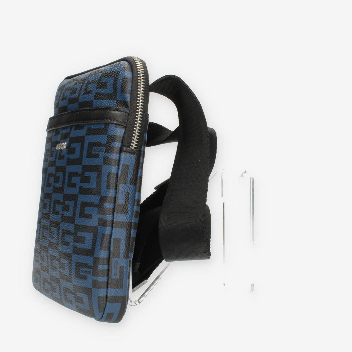 Guess Tracolla da uomo logata blu e nera