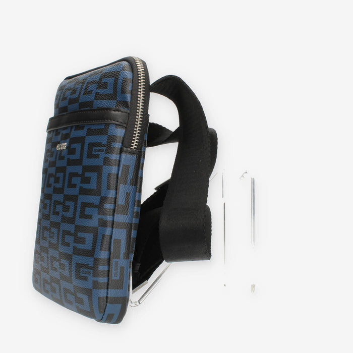 Guess Tracolla da uomo logata blu e nera