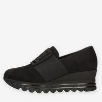 Comart Slip on da donna nere in camoscio con strass