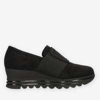 Comart Slip on da donna nere in camoscio con strass