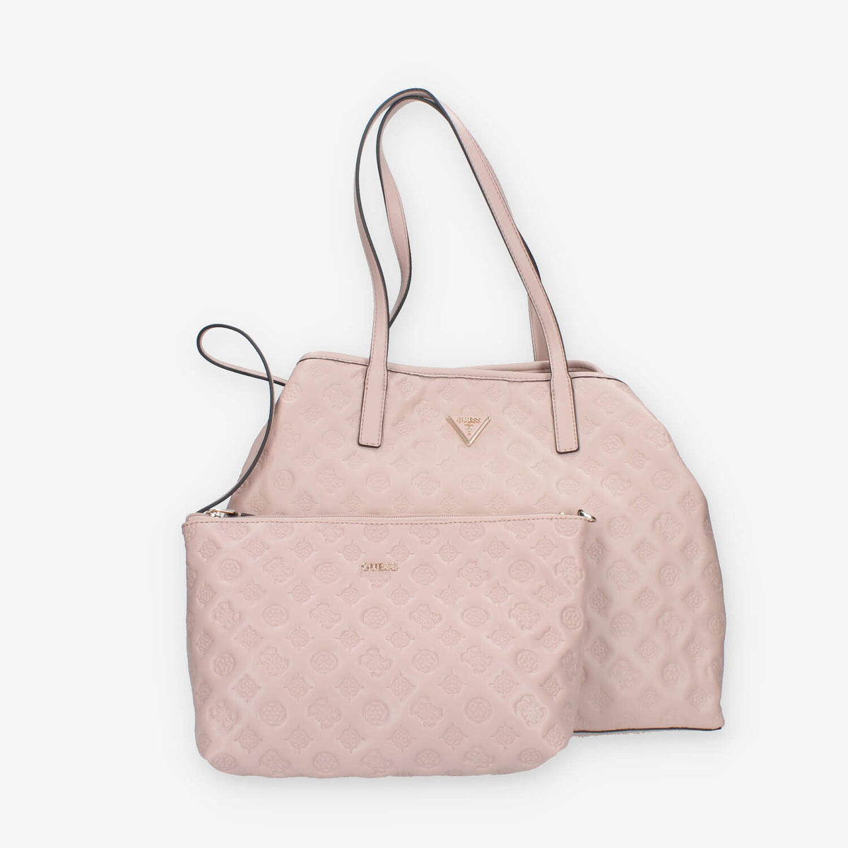Guess Vikky Borsa shopping grande logata rosa con pochette staccabile