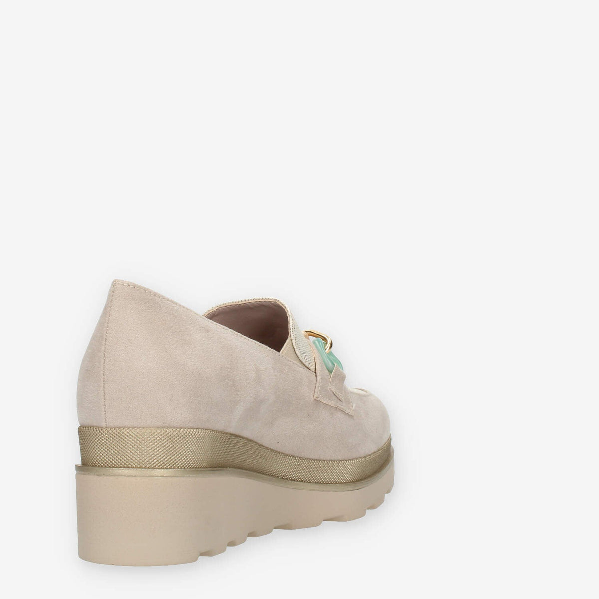 Comart Mocassini beige da donna con applicazioni e zeppa