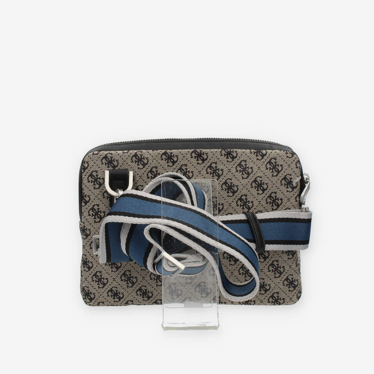 Guess Strave Tracolla da uomo in tessuto logato grigio