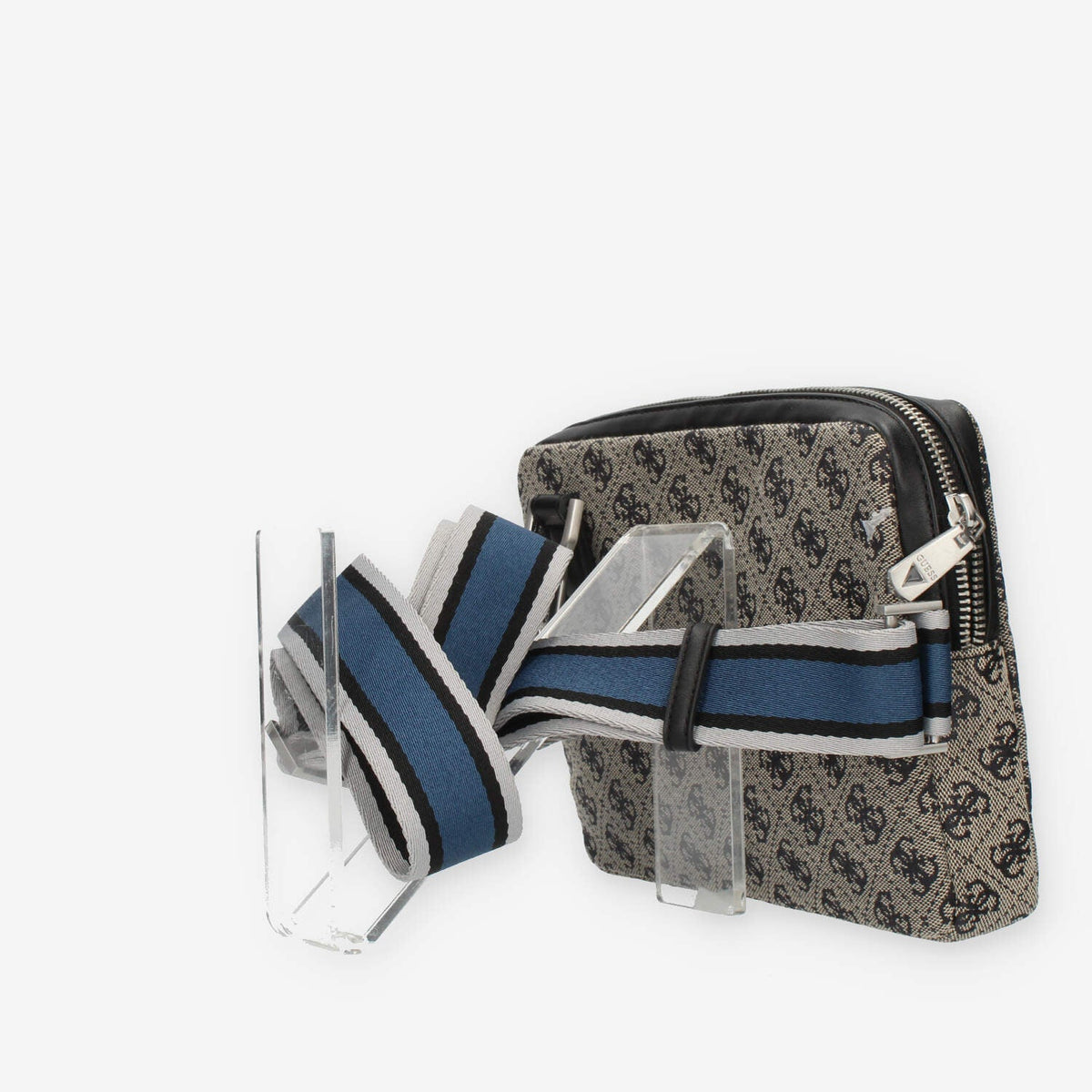 Guess Strave Tracolla da uomo in tessuto logato grigio
