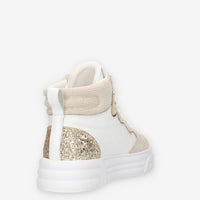 LiuJo Cleo 07 Mid Sneakers alte bianche e beige con glitter