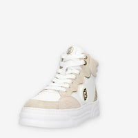 LiuJo Cleo 07 Mid Sneakers alte bianche e beige con glitter