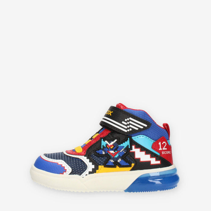Geox Grayjay Boy Sneakers alte da bimbo con luci blu rosse e gialle