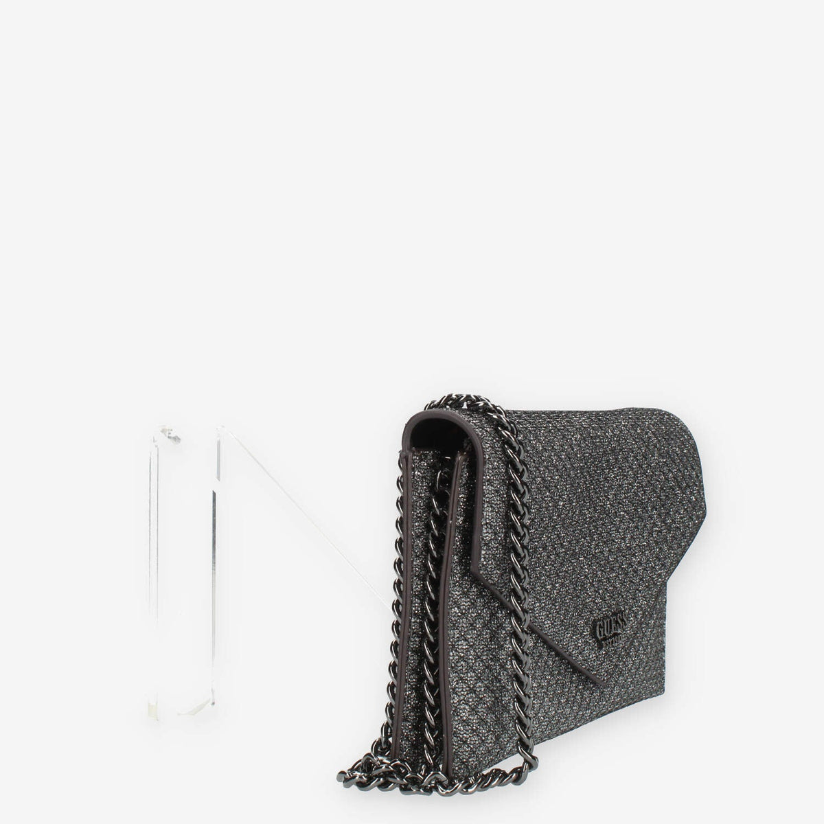 Guess Ever Mini Pochette glitterata argento