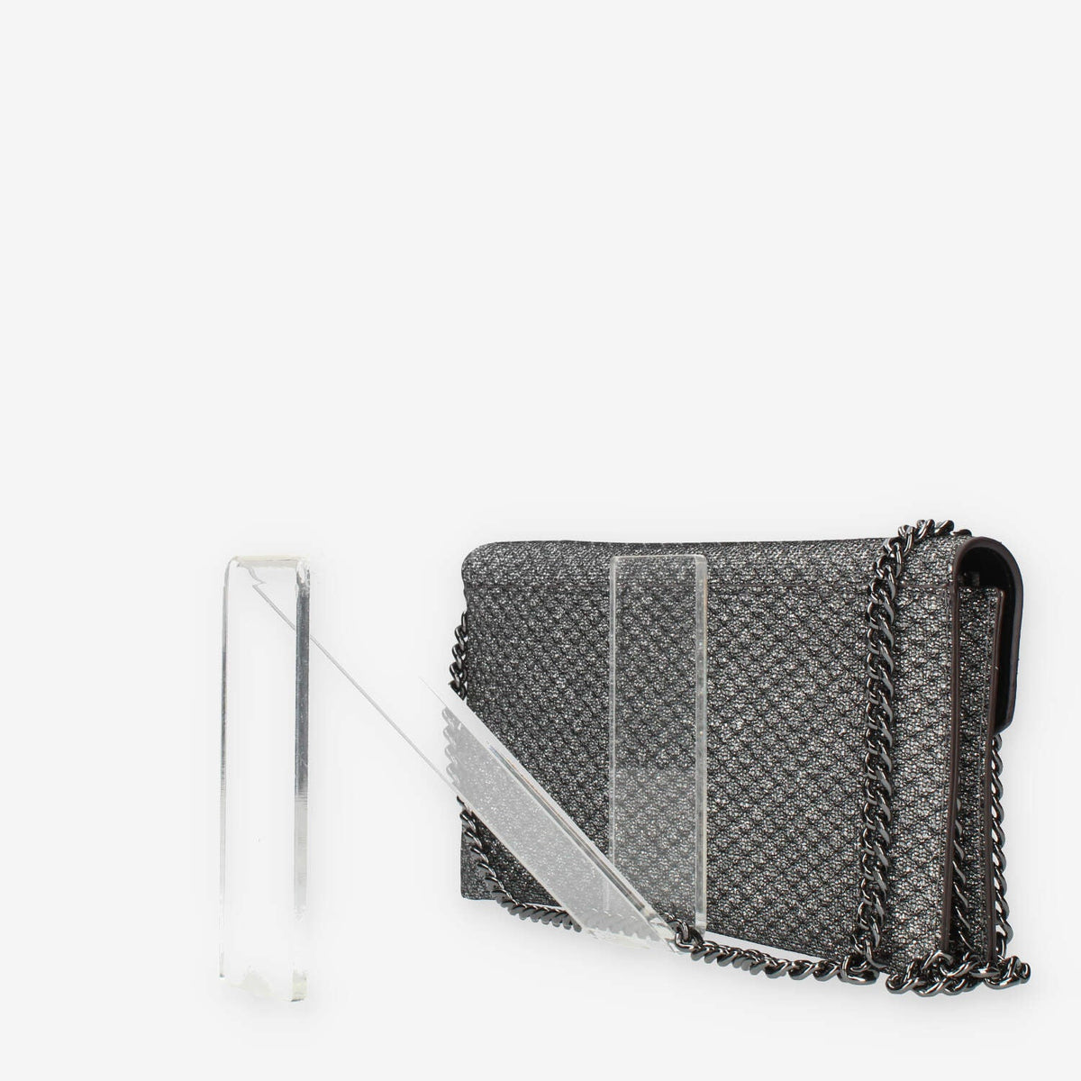 Guess Ever Mini Pochette glitterata argento