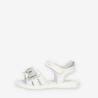Nero Giardini Sandali bianchi con fiocco glitterato argento
