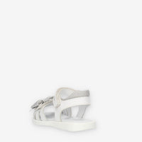 Nero Giardini Sandali bianchi con fiocco glitterato argento
