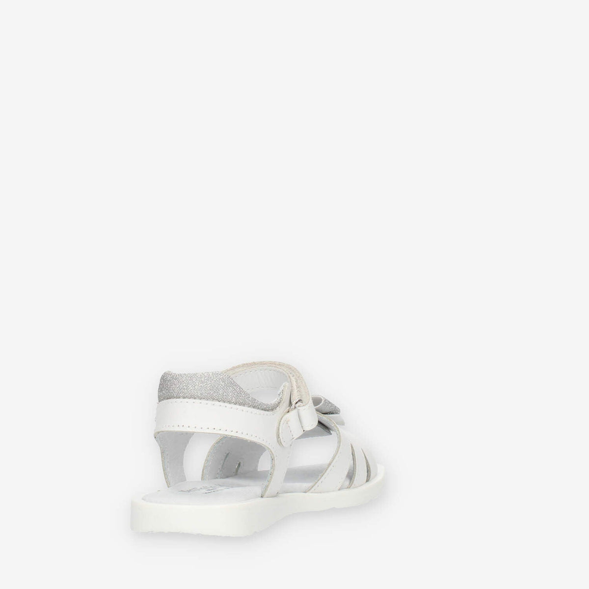 Nero Giardini Sandali bianchi con fiocco glitterato argento