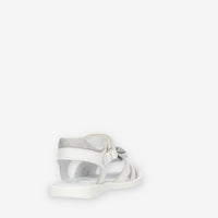 Nero Giardini Sandali bianchi con fiocco glitterato argento
