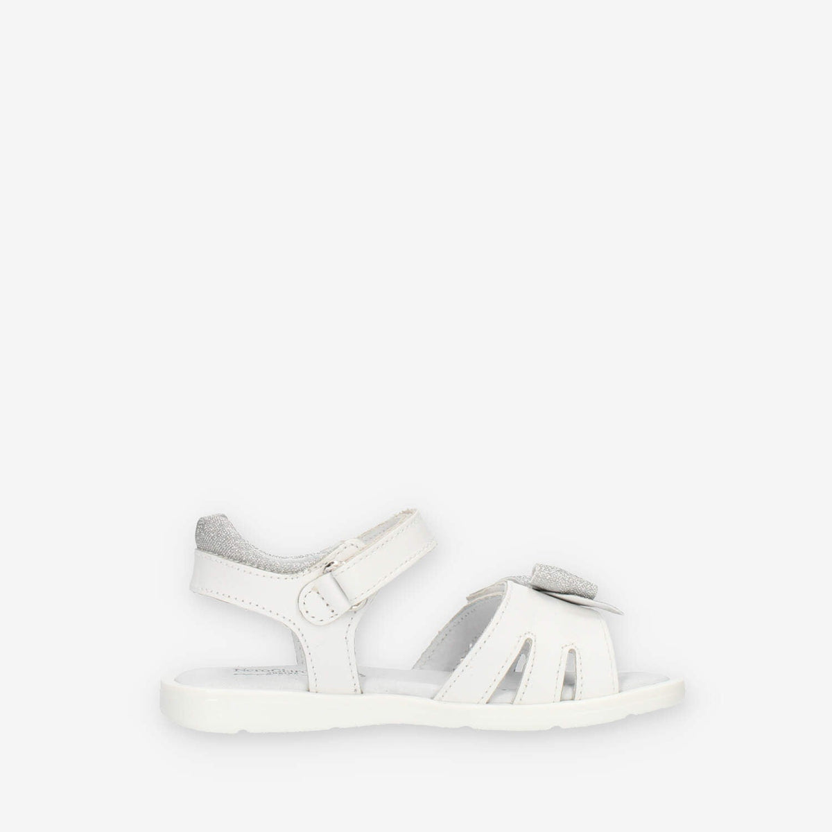 Nero Giardini Sandali bianchi con fiocco glitterato argento