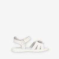 Nero Giardini Sandali bianchi con fiocco glitterato argento