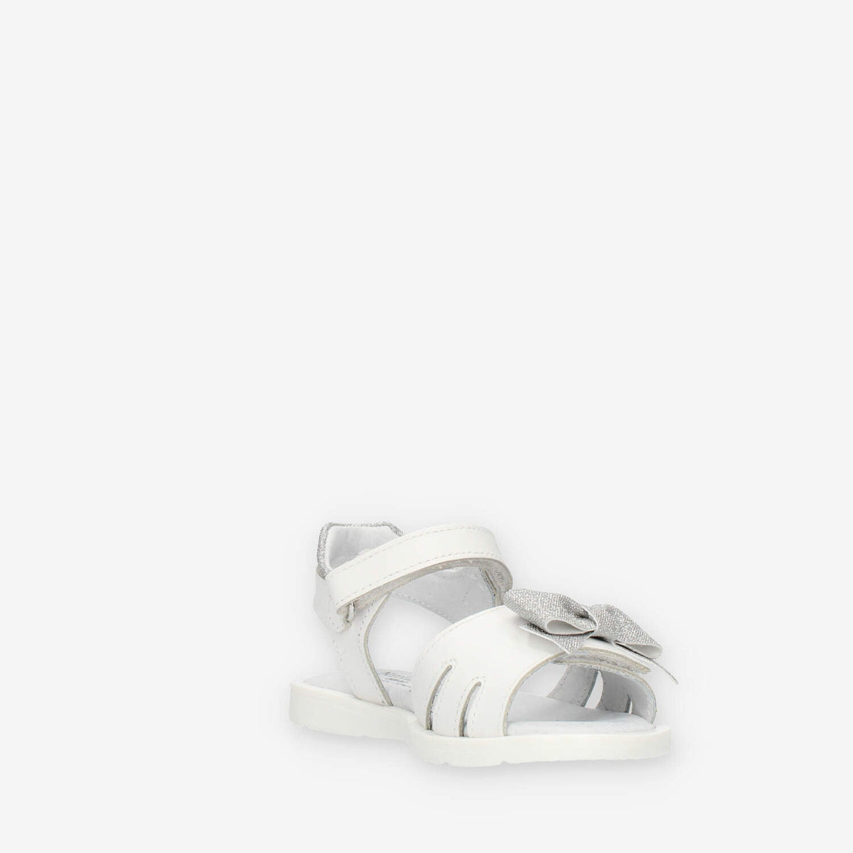 Nero Giardini Sandali bianchi con fiocco glitterato argento