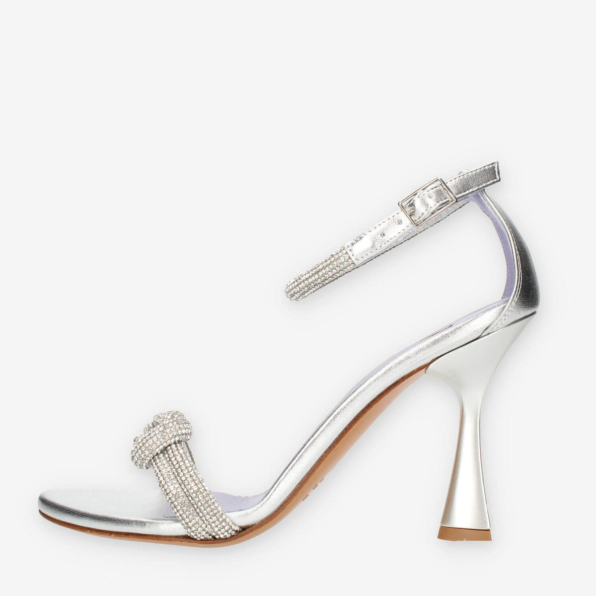 Albano Sandali da donna argento con strass e tacco