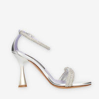 Albano Sandali da donna argento con strass e tacco