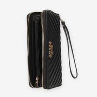 Guess Keillah Portafogli nero trapuntato con zip e polsiera