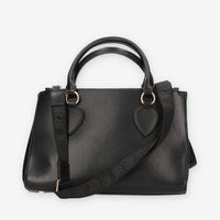 John Richmond Borsa a mano a 3 scomparti nera e oro con borsellino