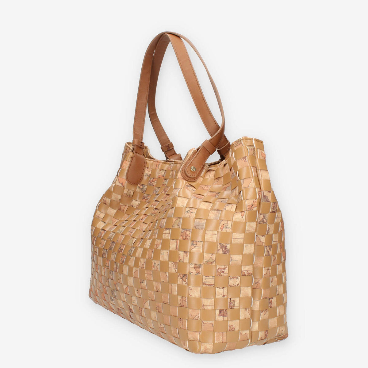 Alviero Martini Prima Classe Borsa Shopping intrecciata cuoio e Geo Classic a 3 scomparti