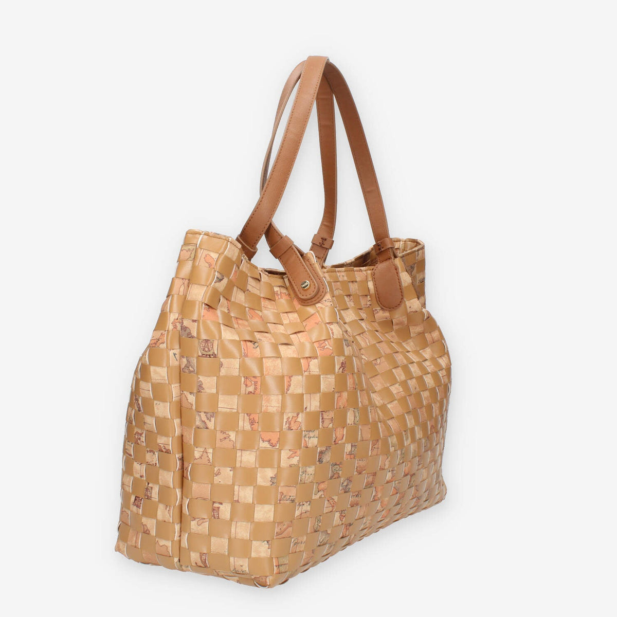 Alviero Martini Prima Classe Borsa Shopping intrecciata cuoio e Geo Classic a 3 scomparti
