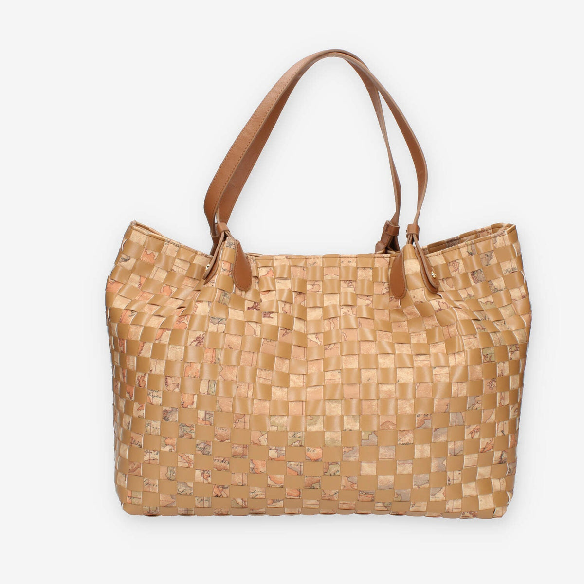Alviero Martini Prima Classe Borsa Shopping intrecciata cuoio e Geo Classic a 3 scomparti