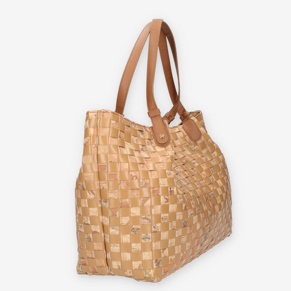 Alviero Martini Prima Classe Borsa Shopping intrecciata cuoio e Geo Classic a 3 scomparti