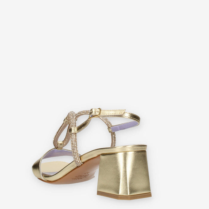 Albano Sandali platino con strass e tacco largo