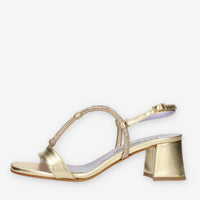 Albano Sandali platino con strass e tacco largo