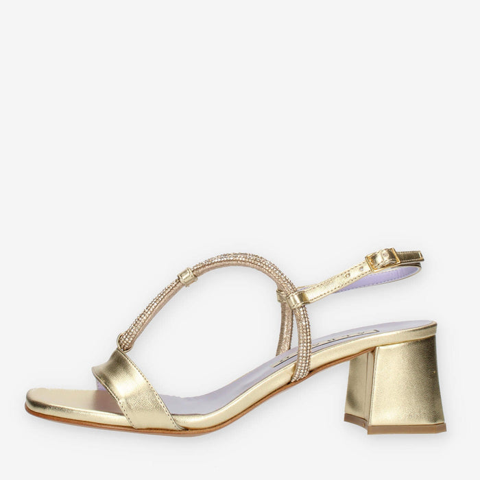 Albano Sandali platino con strass e tacco largo