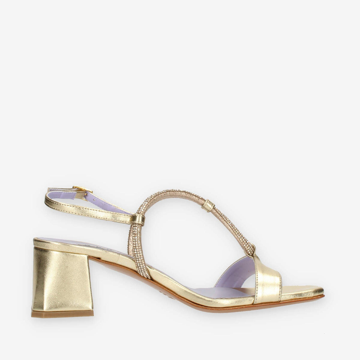 Albano Sandali platino con strass e tacco largo